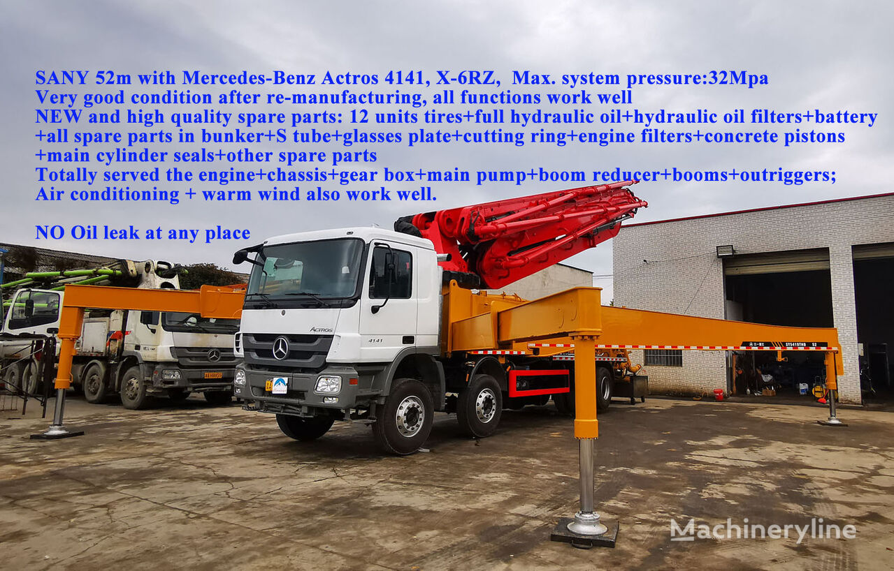 Sany 52X-6RZ na šasiji Mercedes-Benz Actros 4141  pumpa za beton